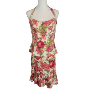 Floral Halter Top and Skirt Set